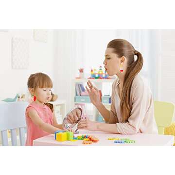 HZEYN 2 Pairs Teacher Earrings for Women Beaded Apple Pencil Drop Dangle Earrings Funny Back To School Gifts for Teacher Appreciation(Pink)