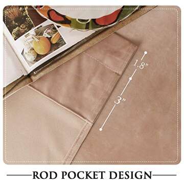 StangH Nursery Sunlight Blush Velvet Curtains - Room Darkening Curtains for Bedroom Elegant Interior Decoration Privacy Window for Living Room, W52 x L96, Blush Beige, 2 Panels