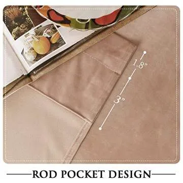 StangH Nursery Sunlight Blush Velvet Curtains - Room Darkening Curtains for Bedroom Elegant Interior Decoration Privacy Window for Living Room, W52 x L96, Blush Beige, 2 Panels