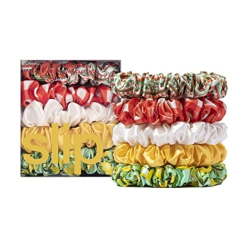 SLIP Pure Silk Midi Scrunchies for Women, 5 Count - Amalfi - 100% Pure 22 Momme Mulberry Silk, Hair-...
