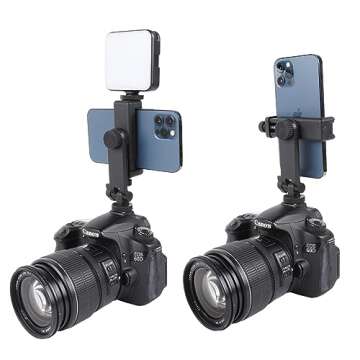 Leenconghui Multifunctional Universal Cell Phone Tripod Mount Adapter 360 Rotation Camera Hot Shoe Phone Holder Compatible with Canon Nikon Sony DSLR