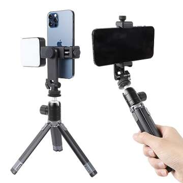 Leenconghui Multifunctional Universal Cell Phone Tripod Mount Adapter 360 Rotation Camera Hot Shoe Phone Holder Compatible with Canon Nikon Sony DSLR