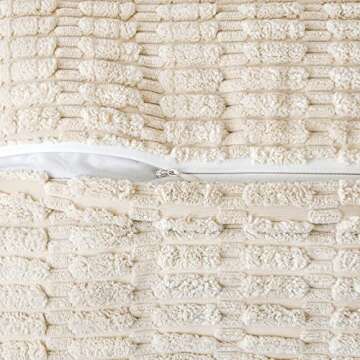 MIULEE Cream White Corduroy Decorative Throw Pillow Covers Pack of 2 Soft Striped Pillows Pillowcase...