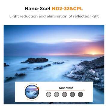 K&F Concept 77mm Variable Fader ND2-ND32 ND Filter and CPL Circular Polarizing Filter 2 in 1 for Camera Lens No X Spot Waterproof Scratch Resistant (Nano-X Series)