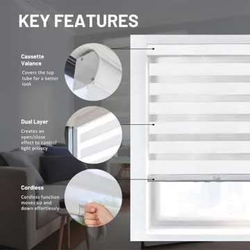 CHICOLOGY Zebra Blinds, Roller Window Shades, Blinds for Windows, Roller Shades for Windows, Window Shades for Home, Window Shades, Pull Down Shades for Windows, 22" W X 72" H, Basic Arctic