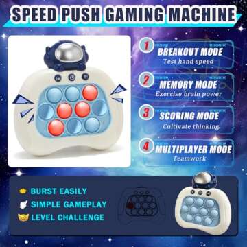 Upgraded Fast Push Game Console, Handheld Puzzle Game Sensory Toys, Pop Game It Fidget Sensory Toys, Pop Bubble Up Toys for Kids, Birthday Gifts for 3-12 Year Old Girls Boys