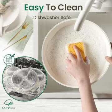 Chef Power Ceramic Cookware Set Non Toxic with Detachable Handles, Healthy Nonstick Pans and Pots Set 19 Pcs, Induction Dishwasher Oven Safe Kitchen Set, PFAS PFOA & PTFE Free, Cream White