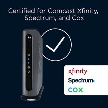 Motorola MB7621 Cable Modem | Pairs with Any WiFi Router | Approved by Comcast Xfinity, Cox, and Spectrum | for Cable Plans Up to 900 Mbps | DOCSIS 3.0