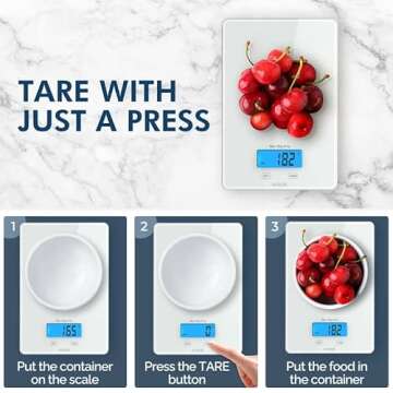 KOIOS USB Rechargeable Food Scale, 33lb/15Kg Kitchen Scale Digital Weight Grams and oz for Cooking Baking, 1g/0.1oz Precise Graduation, Waterproof Tempered Glass, 6 Weight Units, Tare Function