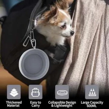 SLSON Spill Proof Dog Water Bowl for Cars,Collapsible No Splash Dog Travel Bowls Integrated Molding Portable Pet Bowl for Vehicle Road Trip Truck,RV,SUV,Boat Accessories (Cold Grey)