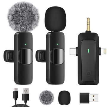 HMKCH Wireless Lavalier Microphone for iPhone - Android Phone/Camera/Computer/Laptop, Professional D...