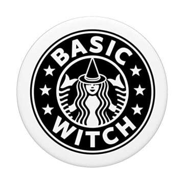 Basic Witch Fall Pumpkin Spice Coffee Lover PopSockets PopGrip: Swappable Grip for Phones & Tablets