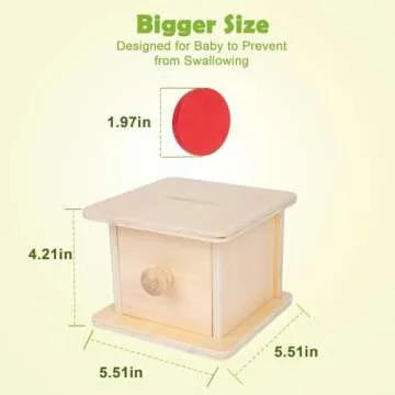 Adena Montessori Coin Box,Object Permanence Box Toys for 1 Year Old Baby Coins,Wooden Montessori Ball Drop Developmental Toys for 6-12 Month Infant Toys,Learning Kids Gifts(Typical Drawer Comes Out)
