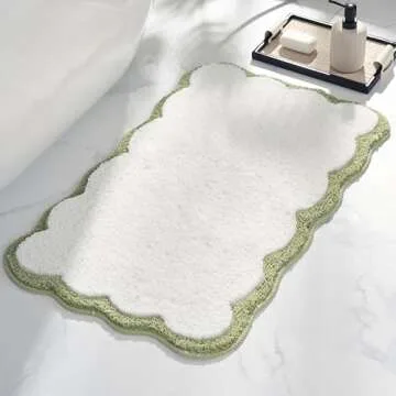 ELDONE Cute Scalloped Bathroom Rugs - Plush Microfiber Bath Mats for Home Use