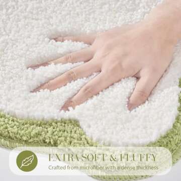 ELDONE Cute Scalloped Bathroom Rugs, Microfiber Tufted Bath Mats, Fun White and Green Bathmat for Bath Room Bathtub Shower, Preppy Trendy Bathroom Mat for Sink Bedroom, 30" x 20"