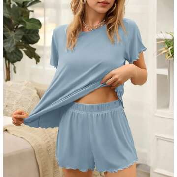 Ekouaer Women's Short Sleeve Pajamas Set for Summer Comfort