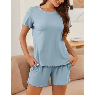 Ekouaer Women's Short Sleeve Pajamas Set for Summer Comfort