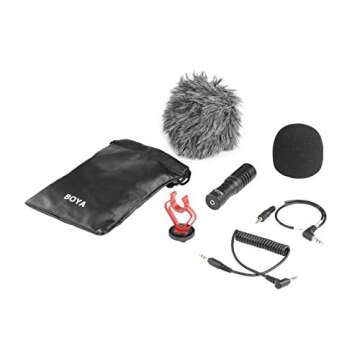 BOYA BY-MM1 Camera Microphone with Shock Mount/Windshield Universal Shotgun Microphone for Cameras & Camcorders,iPhone, Android Smartphones