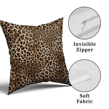 Brown Leopard Throw Pillow Cover - 2 Pcs Cheetah Pillow Case 18x18 inch Cotton Soft Animal Print Pillows Covers Decorative Cushion Cover for Home Couch Bed Sofa Double Side Printed