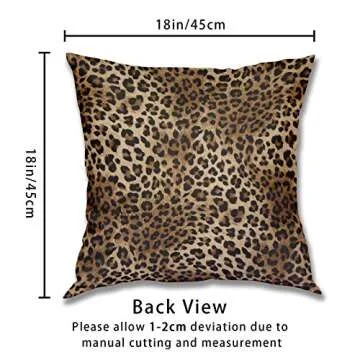 Brown Leopard Throw Pillow Cover - 2 Pcs Cheetah Pillow Case 18x18 inch Cotton Soft Animal Print Pillows Covers Decorative Cushion Cover for Home Couch Bed Sofa Double Side Printed