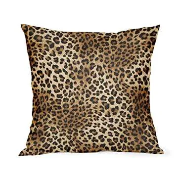 Brown Leopard Throw Pillow Cover - 2 Pcs Cheetah Pillow Case 18x18 inch Cotton Soft Animal Print Pillows Covers Decorative Cushion Cover for Home Couch Bed Sofa Double Side Printed