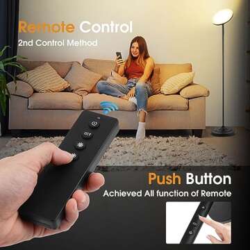 hanaking Upgraded Floor Lamp, 36W/3600LM Super Bright Floor Lamp with Remote Control, Stepless Adjust Color Temperatures and Brightness, Torchiere Standing Lamp for Living Room Bedroom Office