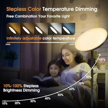 hanaking Upgraded Floor Lamp, 36W/3600LM Super Bright Floor Lamp with Remote Control, Stepless Adjust Color Temperatures and Brightness, Torchiere Standing Lamp for Living Room Bedroom Office