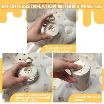 AGITVPS Inflatable Baby Seat for Babies 3-36 Months, Built in Air Pump Baby Chair Sit Me up Floor Seat for Baby, Bumbo Seat for Learning to Sit, Feeding, Camping (Bear Cub)