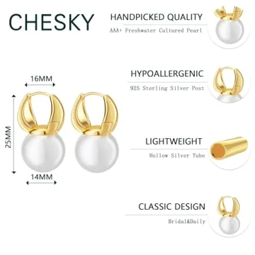 Stunning Dainty Pearl Earrings for Women | Gold Plated