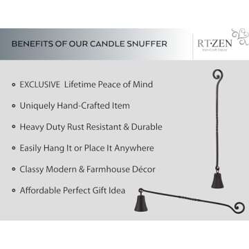 RTZEN Antique Bell Candle Snuffer - Handcrafted Decorative Rustic Wrought Iron Candle Extinguisher C...