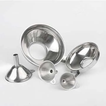 Picowe 5Pack Canning Funnels, 2 for Wide and Regular Mouth Mason Jar Spices Cans, 3 for Filling Bottles, Stainless Steel with Loops