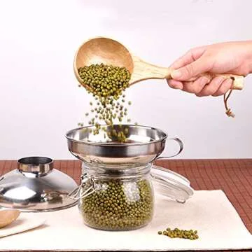 Picowe 5Pack Canning Funnels, 2 for Wide and Regular Mouth Mason Jar Spices Cans, 3 for Filling Bottles, Stainless Steel with Loops