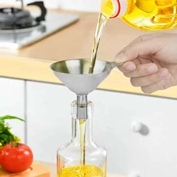 Picowe 5Pack Canning Funnels, 2 for Wide and Regular Mouth Mason Jar Spices Cans, 3 for Filling Bottles, Stainless Steel with Loops