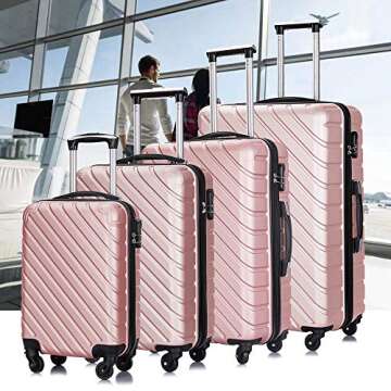 Ohana 4 Piece Luggage Sets Suitcase Sets with Wheels/Protective Covers/Hangers Hardshell for Women M...