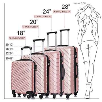 Ohana Pink 4 Piece Luggage Set with Wheels & Hardshell
