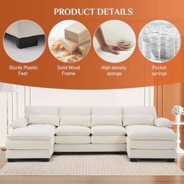 Nolohoo Comfy U Shape Sectional Cloud Couch for Living Room