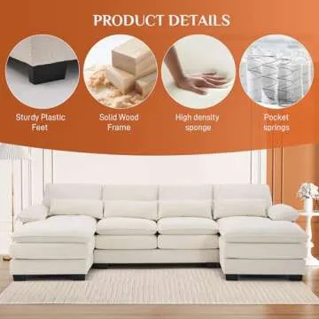 Nolohoo Comfy U Shape Sectional Cloud Couch for Living Room