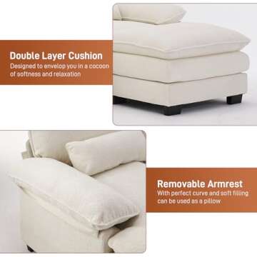 Nolohoo Comfy U Shape Sectional Cloud Couch for Living Room