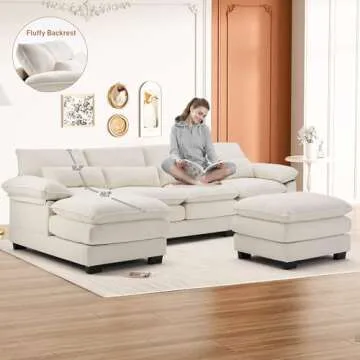 Nolohoo Comfy U Shape Sectional Cloud Couch for Living Room