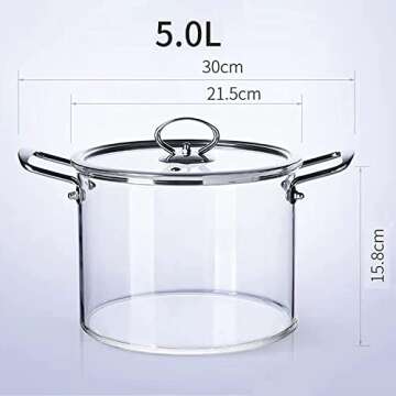 LJYT 5L Transparent Glass Saucepan for Healthy Cooking