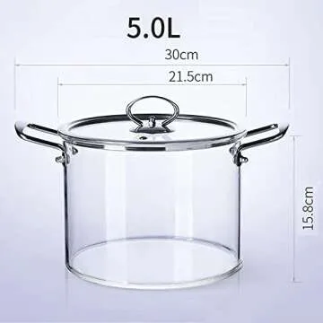 LJYT 5L Transparent Glass Saucepan for Healthy Cooking