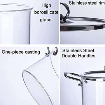 LJYT 5L Transparent Glass Saucepan for Healthy Cooking