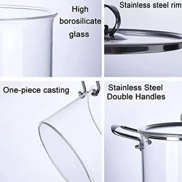 LJYT 5L Transparent Glass Saucepan for Healthy Cooking