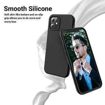 OTOFLY Soft Silicone Designed for iPhone 12/12 Pro Case,[Military Grade Drop Protection] [Anti-Scratch Microfiber Lining] Shockproof Protective Phone Case Slim Thin Cover 6.1 inch, (Black)