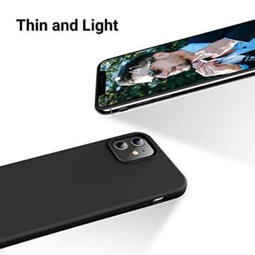 OTOFLY Soft Silicone Designed for iPhone 12/12 Pro Case,[Military Grade Drop Protection] [Anti-Scratch Microfiber Lining] Shockproof Protective Phone Case Slim Thin Cover 6.1 inch, (Black)