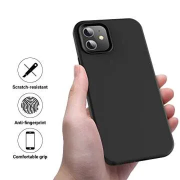 OTOFLY Soft Silicone Designed for iPhone 12/12 Pro Case,[Military Grade Drop Protection] [Anti-Scratch Microfiber Lining] Shockproof Protective Phone Case Slim Thin Cover 6.1 inch, (Black)