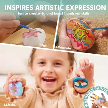 JOYIN Rock Painting Kit for Kids - Fun Arts & Crafts Set