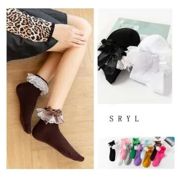Charming SRYL Women Ankle Lace Socks (3 Pairs)