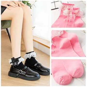 Charming SRYL Women Ankle Lace Socks (3 Pairs)