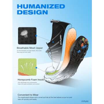 SIMARI Water Shoes for Women Men - Barefoot Quick-Dry Aqua Socks | Lightweight Swim Shoes for Surfing, Swimming, Beach Sports, Kayaking, Diving | Non-Slip Design